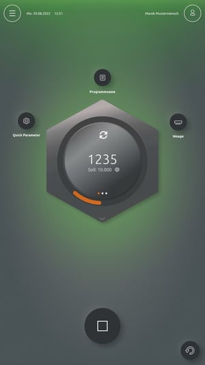 User interface of the Statec Binder Principac packaging machine for intuitive operation.